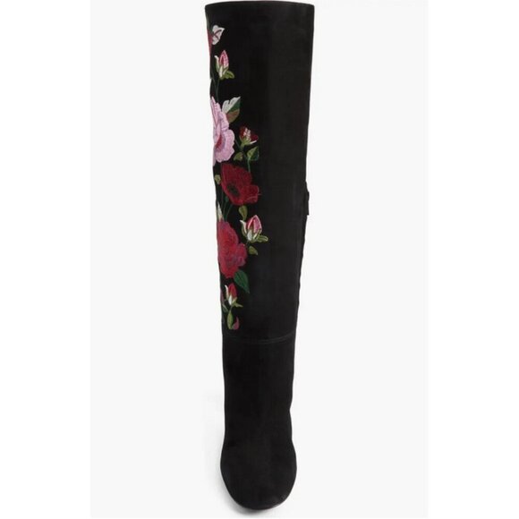 NWT / NIB Kate Spade black suede floral embroidered long boots, 6.5 - Picture 5 of 16